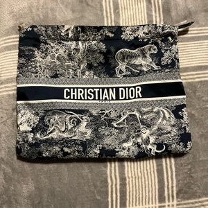 DIOR TRAVEL ZIPPED POUCH Blue Toile de Jouy Reverse Technical Fabric